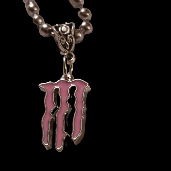 Baby Pink Monster Logo Ball Bead Choker Necklace - Picture 4 of 10